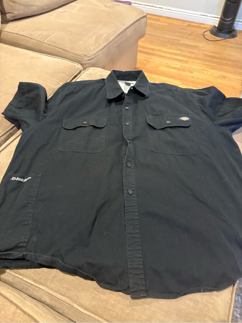 Dickies Men’s Black Work Shirt - Short Sleeve Button-Up 2XL